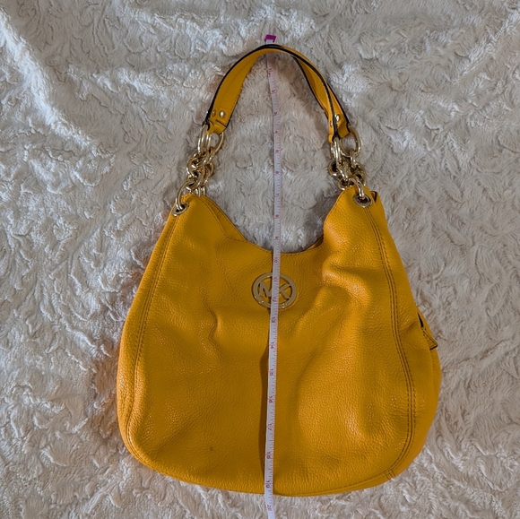 Micheal Kors Fulton Chain medium yellow mustard tote bag purse - Picture 6 of 9